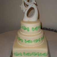 Cricut Wedding Cake 6", 8" round 10" square, covered with fondant and gumpaste cricut cutouts