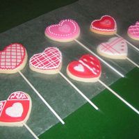 Valentine Cookies Sugar cookies decorated with R.I. These cookies are being prepared for Valentine cookie bouquets. TFL