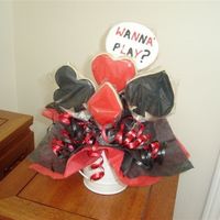 Card Theme Cookie Bouquet Made for a prize in a "card" tournament. Sugar cookies decorated with RI