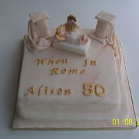When In Rome this cake was for a friends 50th she has a passion for italy, it is sponge and the figures are sugar