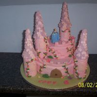 Castle this is a two tier chocolate cake the turrets are made of sugar and ice-cream cones.