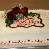 Black White And Red Birthday Cake W/ Fresh Flowers Birthday cake inspired by Cakery! It was my first time doing cornelli lace, but I think it turned out okay. Thanks for looking!