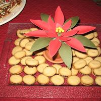 Fondant Poinsettia & Milano Style Cookies To make the presentation festive, I made a poinsettia bloom from fondant and attached it to floral foam in a terra cotta pot. The cookies...