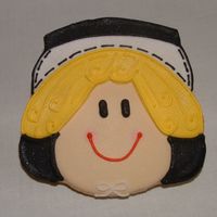 Little Pilgrim Girl sugar cookie w/ royal icing.