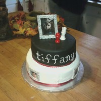 Twilight Cake covered in fondant, real ribbon border, edible images with fondant frames.