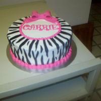 Pink And Zebra Buttervream with fondat stripes and bow