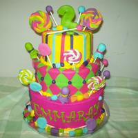 Candy Buttercrea, with fondant accents, fondant candy
