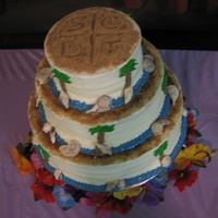 Top Of Beach Theme Wedding Cake This is the "topper" for the beach themed wedding cake I did. The bride wanted a formal monogram topper for this cake in the...