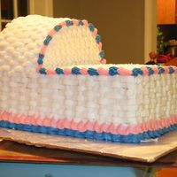 Bassinet Cake 2 Bassinet is made from 1/2 sheet cake cut in two and the top is made from a 9" round cut in two.