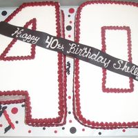 40Th Birthday This cake was frosted with BC and has a MMF banner and decorations.Thanks to ponderific for the great example.