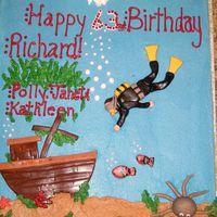 Scuba Diver This Scuba Diver Cake was inspired by tripletmom. It was frosted with BC with MMF decorations. The party grew from 1 Birthday boy to 4...