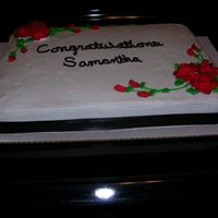 Graduation butter cream, RI flowers, silk ribbon