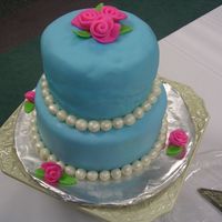 Blue Fondant My air conditioner broke while I was making this cake in the middle if July in NC. The fondant was melting right of the cake. I could not...