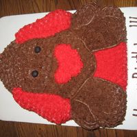 Doo-J Wilton puppy pan decorated to look like my son's Valentine stuffed animal.