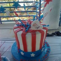 4Th Of July Picnic Cake French vanilla cake with fresh strawberry filling. BC with fondant/gp decos.