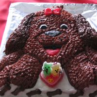 Dog Cake i made this cake for my yorkshire terrier wedding.chocolate cake and chocolate icin and bomboms bones too.but he can eat this cake so i had...