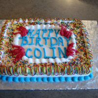 Oops! My first mispelling. I delivered this cake and had not seen that I had not spelled Birthday correctly. Oops.