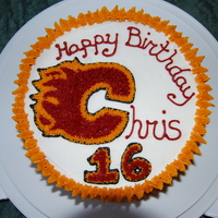 Calgary Flames Round Birthday Cake 