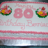 80Th Birthday Pink Flowers And Basketweave 