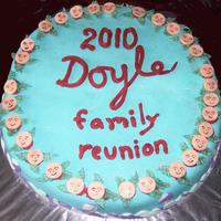 Family Reunion Our 1st reunion held at a niece's home. I used the Wilton 18'' half round pan. First cake was chocolate cake/icing with...