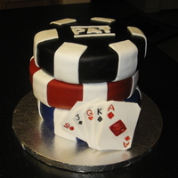Poker Chips For my cousin's birthday. 8" cakes all MMF with gumpaste cards.