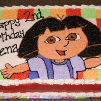 Dora 12 x 18 white cake, with fresh banana and custard filling