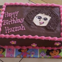 Dora The Explorer 1/4 Sheet marble cake, chocolate b/c filling and frosting