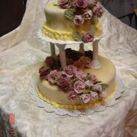 First Wedding Cake- Course 3 Final Cake Fondant covered cake with fondant roses