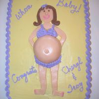 Whoa Baby! All buttercream, except fondant "skin" covering the real cake belly.