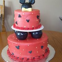 Mouse 10inch choc & 6inch chocolate w/BC Mickey head was made out of Gumpaste. This was made sort of like a cake picture client found except...