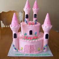 Sadie's Castle 10 & 6 butter cake with BC. First time covering turrets with MMF. Lots of fun!