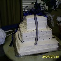 Square Wedding Cake white and blue wedding cake. this was my second real wedding cake i ever did.