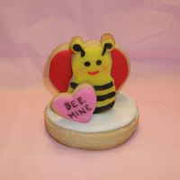 Bee Mine NFSC with marshmallow rolled buttercream. Stand up cookie. My bee is a little chubby but otherwise cute.