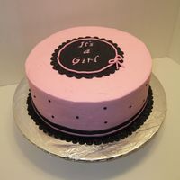Baby Girl Shower Cake Buttercream frosting with fondant accents. Made for my husbands co-worker. The only instructions I received was "Make it girly"....