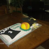 Graducation Cake Sheet cake for softball player graduations cap
