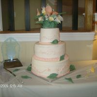 75Th B'day Cake All white cake with buttercream icing and gumpaste calle lillies