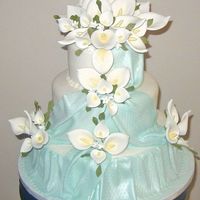 Pastor's Appreciation This is a cake that I made for my Pastor on Pastor's Appreciation Day. It is blue and white fondant with calla lilies.