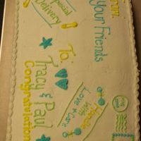 Envelope Cake Addressed to the parents. The stamp is a baby's head. Postmark is the date of the shower. Marked Fragile