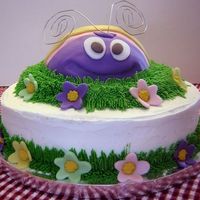 Bee 1St Birthday Cake This was a cake for a little girls 1st birthday. The bug on the top is actually a bee and is decorated to match a theme sold for little...
