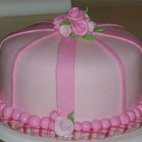 Pretty Pink Birthday Cake Butter cake with turtle filling. Homemade fondant. First attempt at fondant roses. For my grandmother's birthday!