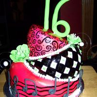 Topsy Turvey Sweet 16 6",8",10" topsy turvey covered in fondant