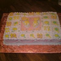 Baby Bootie Shower Cake I want to give thanks to the person that orginally posted their cake like this. I loved doing this cake. It was a pina colada cake with...
