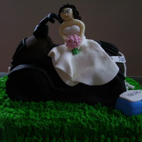 4 Wheeler Bride The 4 wheeler was molded out of rice crispies and covered in buttercream. Bride and accessories made from fondant/gumpaste. At the...