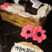 B&b Liqeuer Bottle In A Box Red velvet cake with cream cheese icing, sugar bottle and handpainted fondant box. This was a birthday cake for a lady who loves B&B...