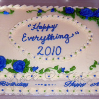 Happy Everything!! This is a half sheet cake I made this weekend for a family gathering. It is half chocolate and half white with buttercream filling and...