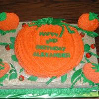 Pumpkin Patch Birthday Party Cake This cake was for a two-year old's birthday party at a pumpkin patch. The base cake is a two-layer cake covered in white buttercream...