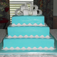 Teal & White Square Wedding Cake 