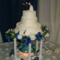Royal Blue And White Wedding Cake 