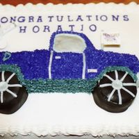 F-250 My Warden's son wanted a Ford F-250 pick-up when he graduated high school last year. So I made him one. 3-D truck on top of sheet cake...