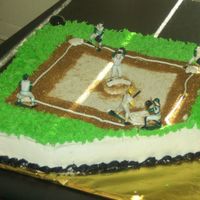 Baseball This is a 16" cake with butter cream icing. I made for a friend.